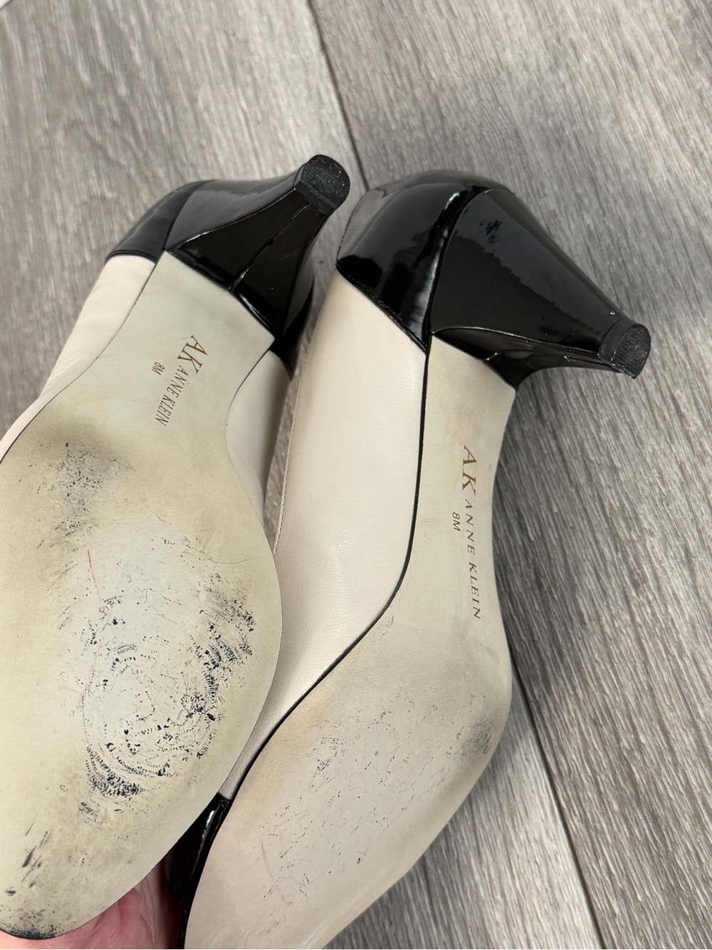 Anne Klein Women’s Kitten Heels Pumps Open Toe Beige and Black - Picture 7 of 8